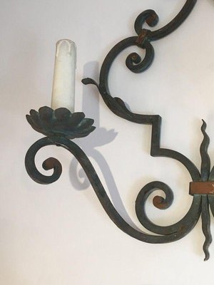 Large Decorative Wrought Iron Sconces, Set of 2-BA-1365540