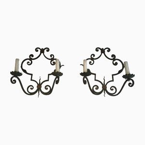 Large Decorative Wrought Iron Sconces, Set of 2-BA-1365540