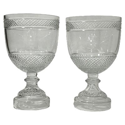 Large Diamond Cut Crystal Cups, Set of 2-UCH-1224354