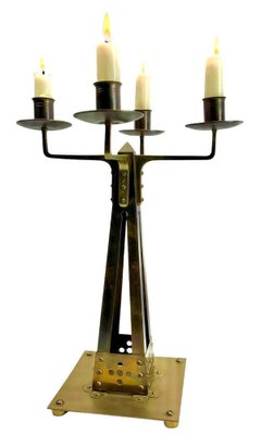 Large Dutch Arts & Crafts Copper and Brass Candleholder, 1910s-MJY-1754991