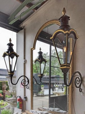 Large Dutch Copper Wall Lanterns with Wrought Iron Arms, Set of 2-TDA-1376351