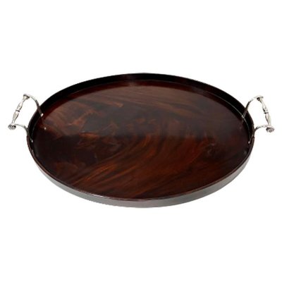 Large Dutch Mahogany and Silver Serving Tray by Jacobus Schalkwijk, Early 19th Century-UCH-1224190