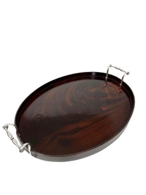 Large Dutch Mahogany and Silver Serving Tray by Jacobus Schalkwijk, Early 19th Century-UCH-1224190