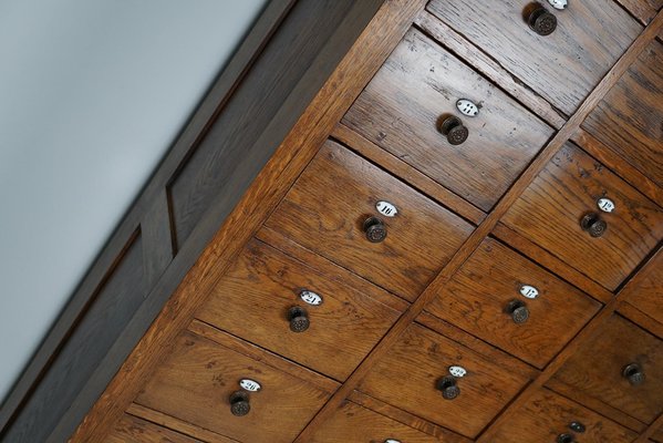 Large Dutch Oak Apothecary Cabinet with Enamel Shields, 1900s-XO-1778192