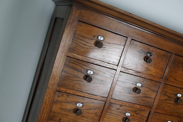 Large Dutch Oak Apothecary Cabinet with Enamel Shields, 1900s-XO-1778192