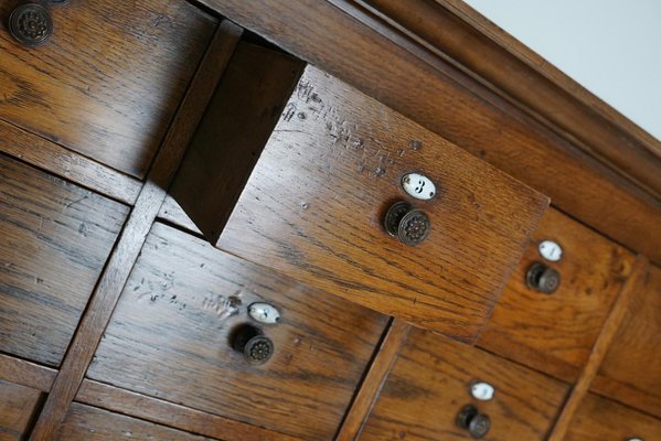 Large Dutch Oak Apothecary Cabinet with Enamel Shields, 1900s-XO-1778192