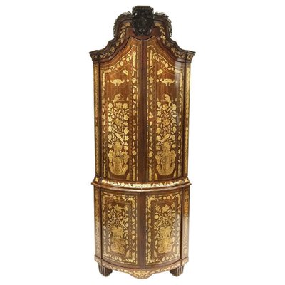 Large Early 18th Century Dutch Marquetry Corner Cupboard-UCH-1224700