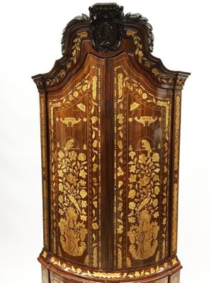 Large Early 18th Century Dutch Marquetry Corner Cupboard-UCH-1224700