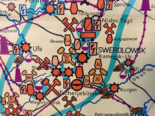 Large East German School Map of the Soviet Union, 1960s-QVY-1771253