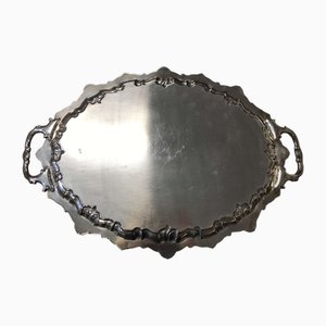 Large English Silver Metal Tray, 1930s-QYF-1722481