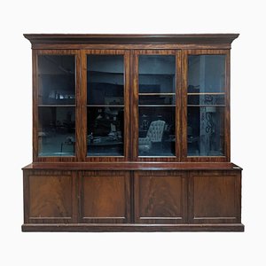 Large English Style Bookcase in Cuban Mahogany-HLV-1819743