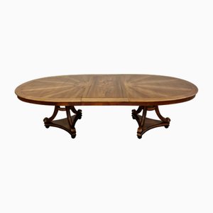 Large Extendable Dining Table in Walnut with Oval Shape and Carved Bases-ITF-2026914