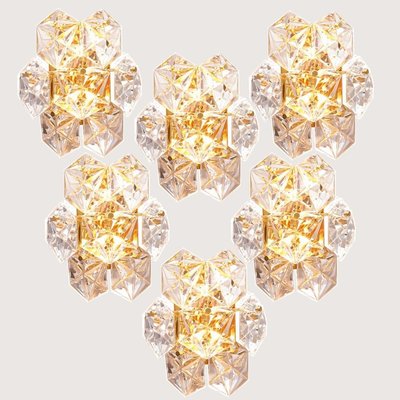 Large Faceted Crystal Five-Tier Chandelier from Kinkeldey, 1970s, Set of 2-VDW-886001