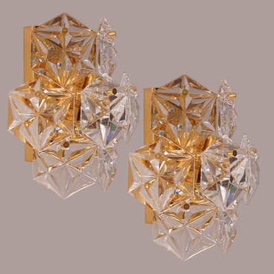 Large Faceted Crystal Five-Tier Chandelier from Kinkeldey, 1970s, Set of 2-VDW-886001