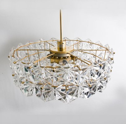 Large Faceted Crystal Five-Tier Chandelier from Kinkeldey, 1970s, Set of 2-VDW-886001