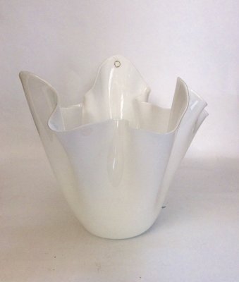 Large Fazzoletto Vase in Lattimo Glass by Fulvio Bianconi for Venini, 1980s-QZG-1378208