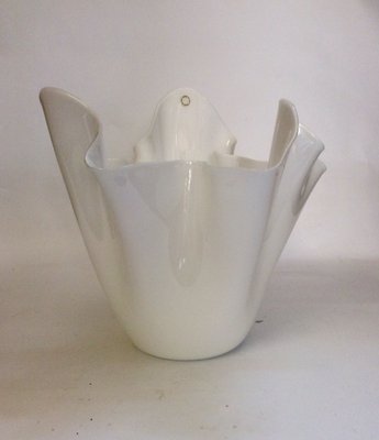 Large Fazzoletto Vase in Lattimo Glass by Fulvio Bianconi for Venini, 1980s-QZG-1378208