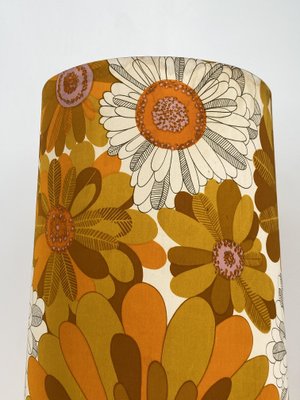 Large Floor Lamp with Flower-Printed Fabric Shade and Orange Glass Base, Germany, 1960s-CZ-2018323