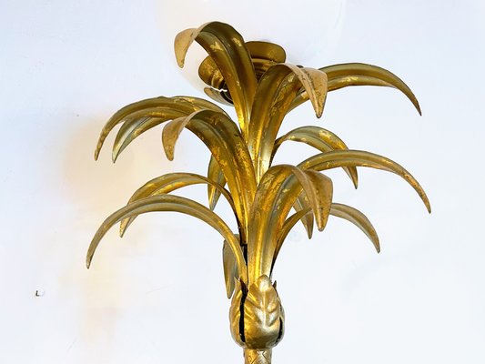 Large Floor Lamp with Pineapple in Gilded Metal, 1970s-JO-1823829