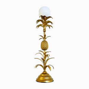 Large Floor Lamp with Pineapple in Gilded Metal, 1970s-JO-1823829