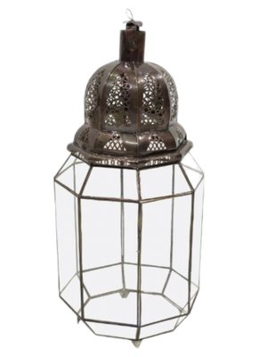 Large Floor Lantern in Brass and Glass-TCS-1320039