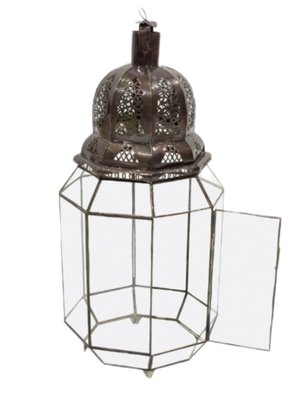 Large Floor Lantern in Brass and Glass-TCS-1320039