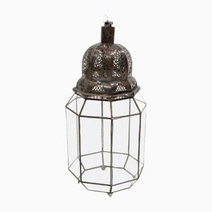 Large Floor Lantern in Brass and Glass-TCS-1320039