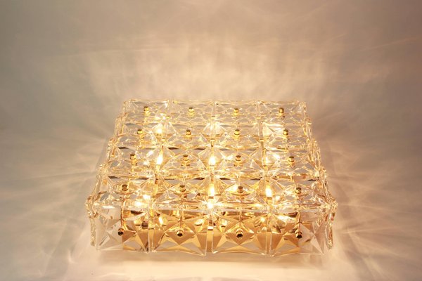 Large Flush Mount Faceted Crystal Light Fixture by Kinkeldey, Germany, 1970s-UGR-1085649