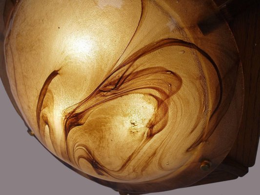 Large Flush Mount in Amber Murano Glass from Kaiser, 1960s-DEK-932747