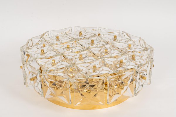 Large Flushmount Faceted Crystal Light Fixture from Kinkeldey, Germany, 1970s-UGR-1095628