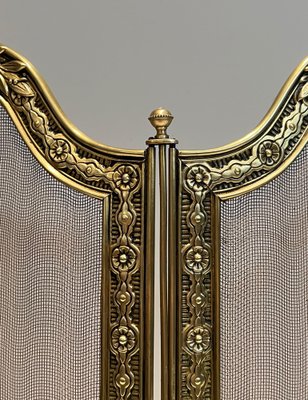 Large Folding Fire Screen in Brass and Wire Mesh, 1890s-BA-1516218