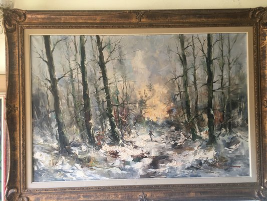 Large Forest Oil Painting on Canvas, 1950-WQQ-872470