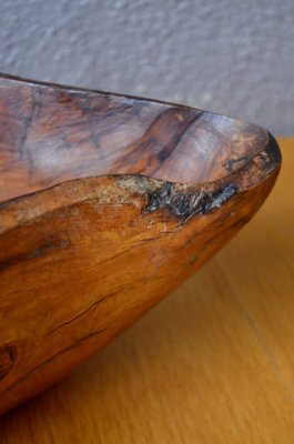 Large Free-form Bowl In Brutalist Olive Wood, 1960s-AIU-1716593