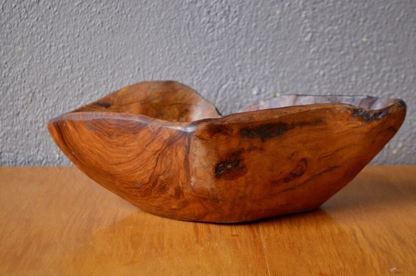 Large Free-form Bowl In Brutalist Olive Wood, 1960s-AIU-1716593