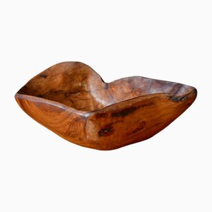 Large Free-form Bowl In Brutalist Olive Wood, 1960s-AIU-1716593