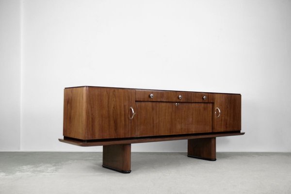 Large French Art Deco Walnut Buffet, 1920s-ZAA-909010