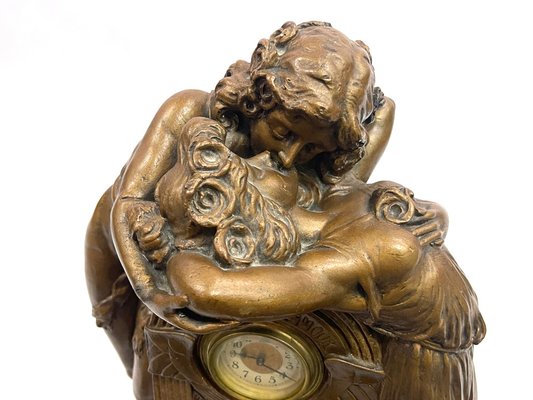 Large French Art Nouveau No 112 Fontaine De Labour Table Clock in Plaster from Lb Deposee, 1890s-ZCY-1623919