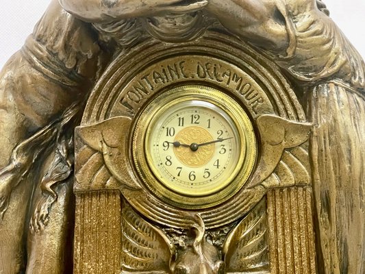 Large French Art Nouveau No 112 Fontaine De Labour Table Clock in Plaster from Lb Deposee, 1890s-ZCY-1623919