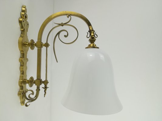 Large French Brass Wall Lamp, 1920s-KDB-1305358