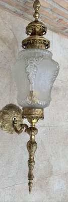 Large French Bronze & Glass Sconces, 1920s, Set of 2-NOU-696268