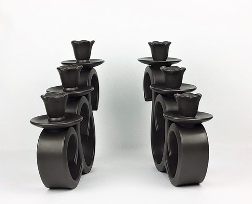 Large French Ceramic Candleholders by Giraud-Vallauris, 1950s, Set of 2-YBU-556497