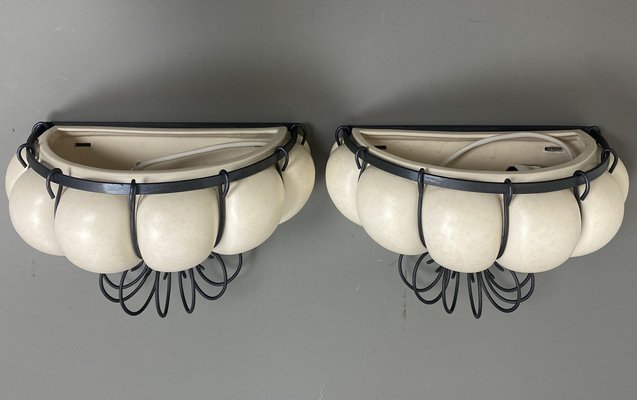 Large French Ceramic Wall Lights from Kostka, 1970s, Set of 2-WZZ-1189535