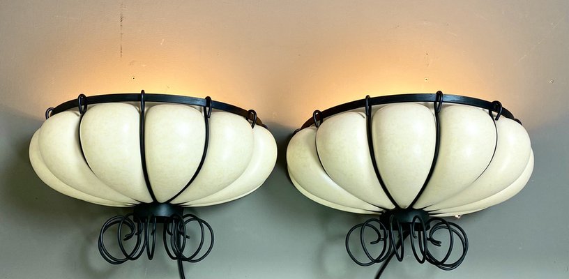 Large French Ceramic Wall Lights from Kostka, 1970s, Set of 2-WZZ-1189535