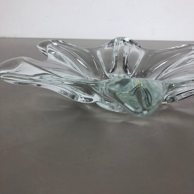 Large French Floral Crystal Glass Shell Bowl by Vannes Art, 1970s-QZ-1081440