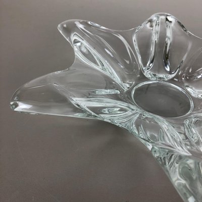 Large French Floral Crystal Glass Shell Bowl by Vannes Art, 1970s-QZ-1081440