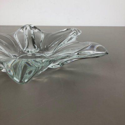 Large French Floral Crystal Glass Shell Bowl by Vannes Art, 1970s-QZ-1081440