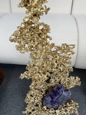 Large French Gilt Bronze and Amethyst Sculptures by Boeltz, 1970s, Set of 2-FUE-968174