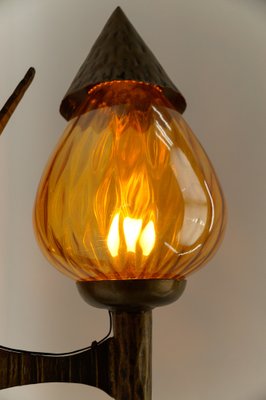 Large French Hand-Forged Iron and Glass Wall Lamp, 1960s-KQB-1756052