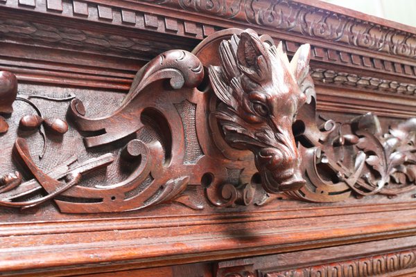 Large French Hunt Cabinet in Oak attributed to Alexander Roux, 1870s-WIP-1735247