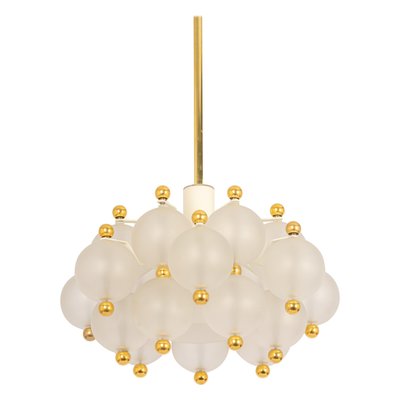 Large Frosted Glass and Brass Chandelier from Kinkeldey, Germany, 1970s-UGR-1151931